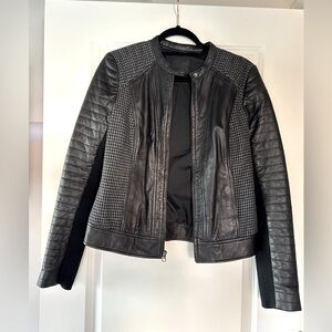 Trouvé Houndstooth Leather Moto Jacket - Size M